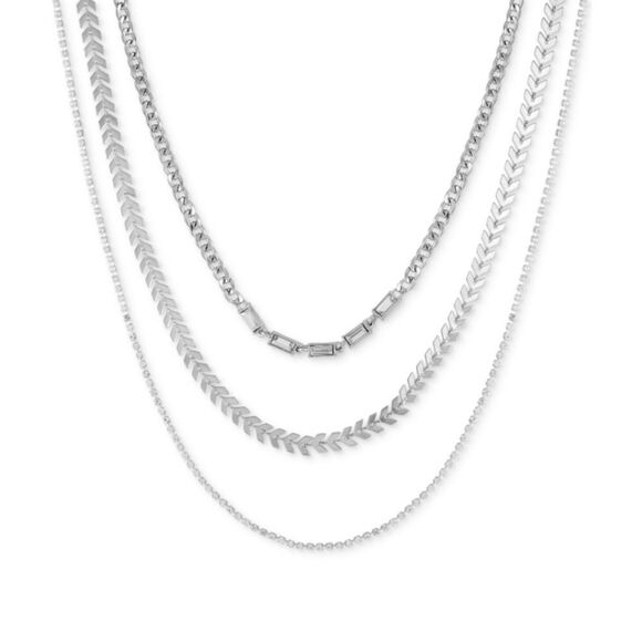 Guess Let It Sparkle 3-Pc. Silver-Tone Crystal Layered Necklaces, - Picture 1 of 4
